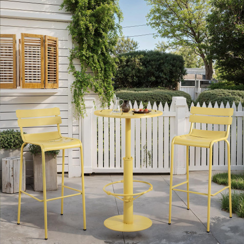 42" Tall Modern Industrial Bar Table-23.6" Dia Round Metal Top Standing Pub Cocktail Bistro Table-Indoor Outdoor Patio-Commercial Grade, Heavy Duty (Lemon-Yellow)