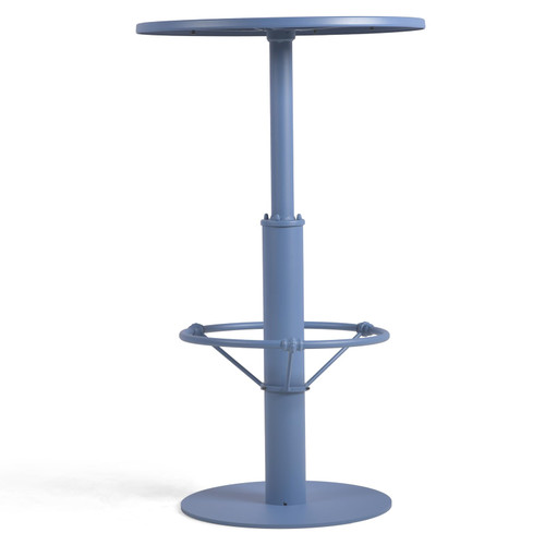 42" Tall Modern Industrial Bar Table-23.6" Dia Round Metal Top Bar Height Adjustable Standing Pub Table-Dining Room Bistro Table-Cocktail Use (Pigeon Blue)
