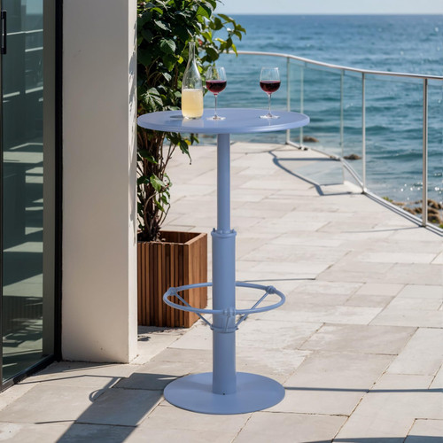 42" Tall Modern Industrial Bar Table-23.6" Dia Round Metal Top Bar Height Adjustable Standing Pub Table-Dining Room Bistro Table-Cocktail Use (Pigeon Blue)