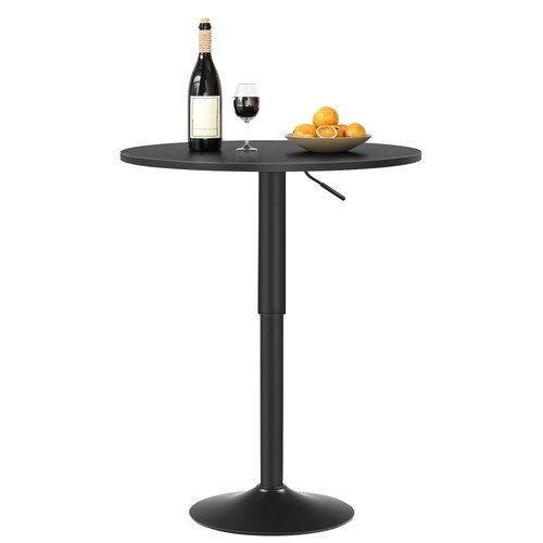 Bar Table, Height-Adjustable Round Pub Table 27-35.4 Inches, Cocktail Table with Sturdy Base, Modern Style, Easy to Assemble, Suitable for Small Space, Black BK58BT01G1