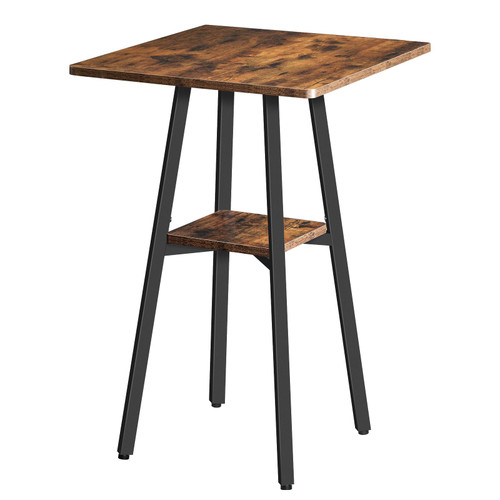 Bar Table, 2-Tier High Top Pub Table, Counter Height Table with Storage, Small Kitchen Dining Table, 36.6" High Bar Table for Living Room Party, Easy to Assemble, Rustic Brown BF51BT01