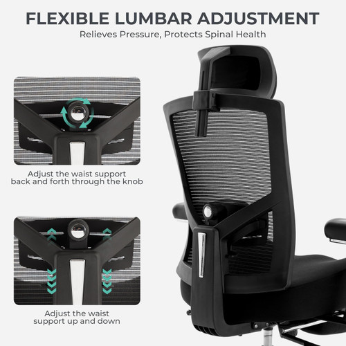 600lbs Big and Tall Office Chair,Oversized Ergonomic Breathable Mesh Desk Chair with W-Shape Thicken Seat Cushion,Computer Chair with Adjustable 4D Armrest,Lumbar Support Footrest Headrest