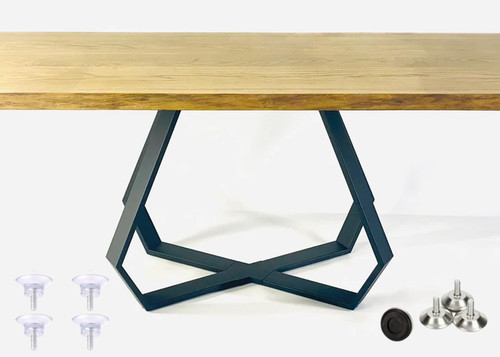 28 Inch Dinning Table Legs,Metal Diamond Shape Coffee Table Base with Suction Cups, Heavy Duty Desk for Marble,Glass,Wood Top,DIY Furniture Legs for Home (Black)