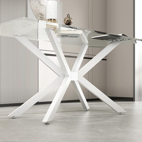 Modern Table Base 29" Metal Dining Table Legs with Suction Cups, Desk Base for Marble,Glass,Wood Top, Furniture Legs for Coffee Table, Home,Kitchen, Office (White)