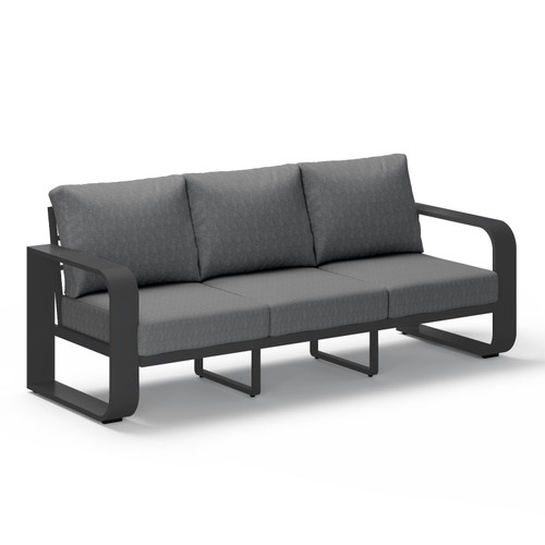 Aluminum Outdoor Patio Couch, 3 Seats Oversized Patio Sofa with Widened Armrest & Ultra-Thick Cushions, Deep Seating Modern Patio Furniture for Backyard, Deck, Graphite