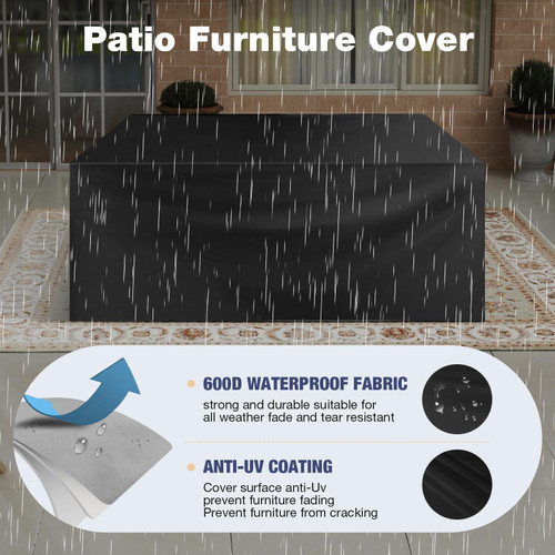 Aluminum Patio Furniture Set with Umbrella 7 Seats, Oversized Outdoor Sectional with Washable Thick Cushions, Coffee Table and Waterproof Cover, Patio Conversation Sets for Porch, Balcony, Deck