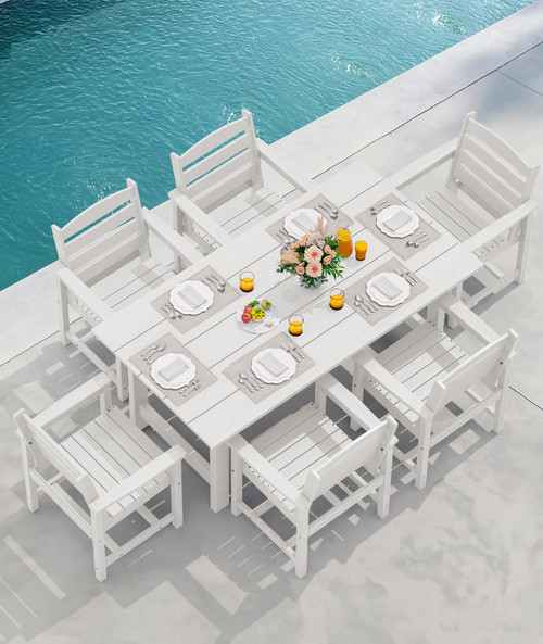 Patio Dining Chair Set of 2, White