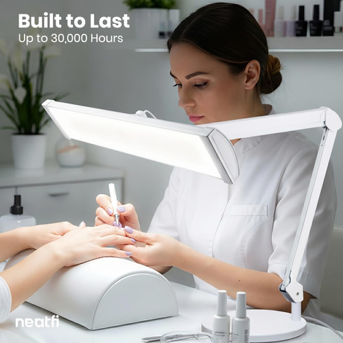 3,500 Lumens LED Desk Lamp with Base – 45W Dimmable | CCT - Adjustable Color Temperature | 3 Light Modes | 540 SMD LEDs | Reading, Craft, Workbench & Office (White-4, 26-Inch Wide Shade)