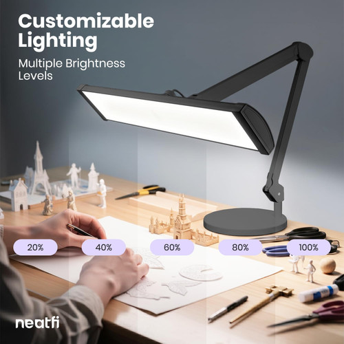 Ultra 3,500 Lumen LED Desk Lamp, 45W, 26 Inch Wide Metal Shade (Black-3, 26-Inch Wide Shade)