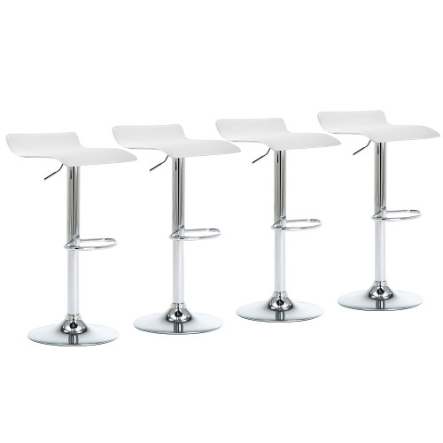 Contemporary Chrome Air Lift Adjustable Swivel Barstool, Set of 4(White)