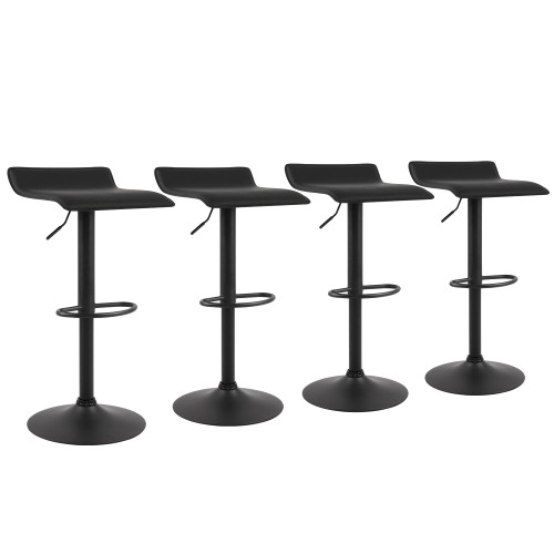 Contemporary Chrome Air Lift Adjustable Swivel Barstool with Black Base, Set of 4(Black)