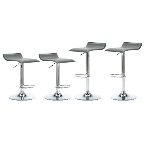 Contemporary Chrome Air Lift Adjustable Swivel Barstool, Set of 4(Gray)