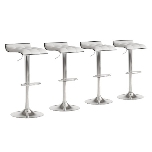 Adjustable Swivel Bar Stools Set of 4, Thickened PU Leather Counter Height Bar Chairs with 360° Rotation & Air Lift, 330 LBS Capacity for Home Bar, Kitchen Island, Cafe (White)