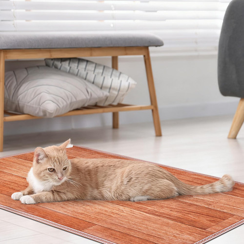 PVC 110V Heated Floor Mat Heater for Foot Warmer Under Desk 31.5 x 20 Inch Electric Heating Pad Energy Saving Carpet Pad Indoor Floor Heated Rug for Home Office Bathroom House Reddish-Brown