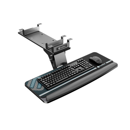 Keyboard Tray Height Adjustable, Swivel Tilt Computer Keyboard Drawer Under Desk, 25x9.13'' Sliding Keyboard & Mouse Platform with Mouse Pad for Typing, Black