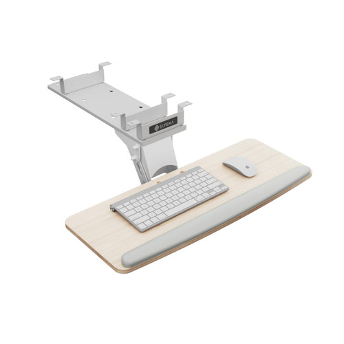 Keyboard Tray Height Adjustable, Swivel Tilt Computer Keyboard Drawer Under Desk, 25x9.13'' Sliding Keyboard & Mouse Platform with Mouse Pad for Typing, Maple
