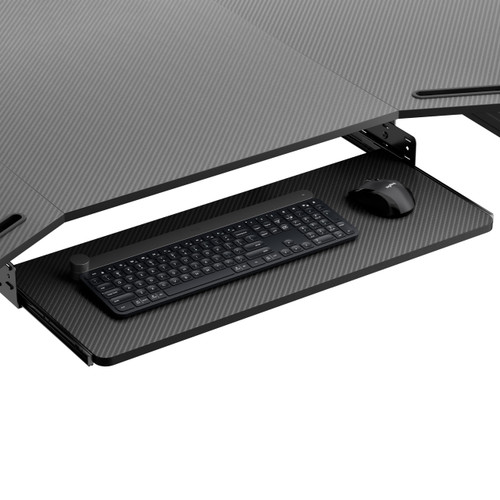 Adjustable Keyboard Tray Under Desk, 28x11 Inch Large Slide Out Keyboard & Mouse Platform Tray, Wooden Pull Out Computer Keyboard Drawer for Typing Home Office Desk, Black