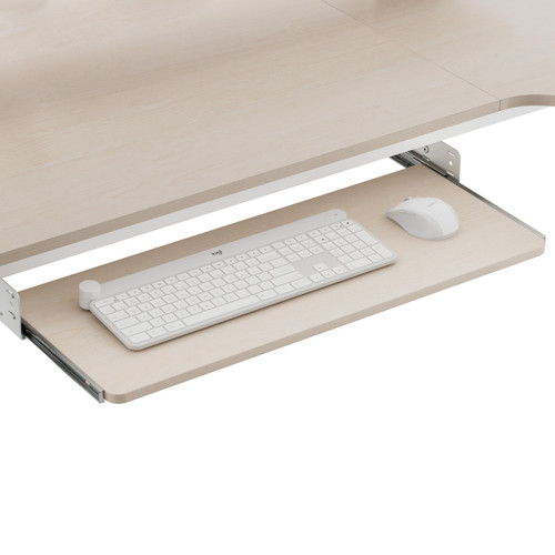 Adjustable Keyboard Tray Under Desk, 28x11 Inch Large Slide Out Keyboard & Mouse Platform Tray, Wooden Pull Out Computer Keyboard Drawer for Typing Home Office Desk, Maple