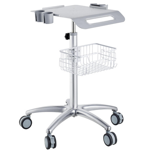 Medical Mobile Trolley with Wheels 29.5"-41.3" Height Adjustable Stainless Steel Dental Cart Rolling Desktop Lab with 16.5" 15.7" Large Tabletop
