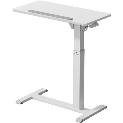 Laptop Cart on Wheels, max Load 17.6 lbs, Small Rolling Table with Hidden Wheels, Mobile Standing Desk Adjustable Height, 90° Tilting Portable Workstation, Overbed Bedside Desk White