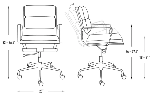 Padded Management Office Chair - Mid Back Desk Chair with Arm Rest, Swivel & Cushion Availability, Made of Faux Leather, Blue, Computer Chair