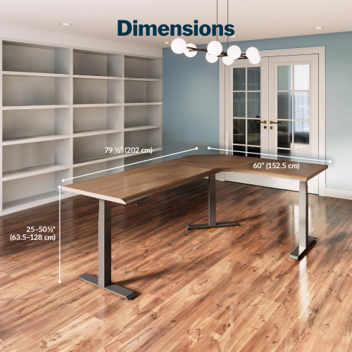 ComfortEdge 80x60 L-Shape Desk- desk Electric Electric Height Adjustable Corner Desk- Home Office Workstation - Walnut Top/Slate Legs (Ships in 3 Boxes)