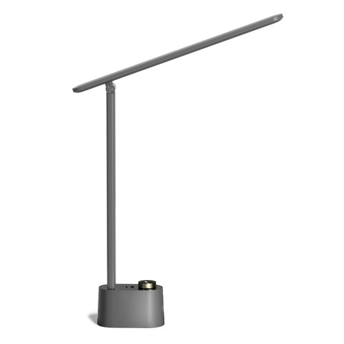 LED Desk Lamp Stepless Dimmable Table Lamp with USB A+C Dual Charging Port Eye-Caring Foldable Desk Light with 3 Color Modes for Home Office Bedroom Reading Study Sunturalux (Gray)