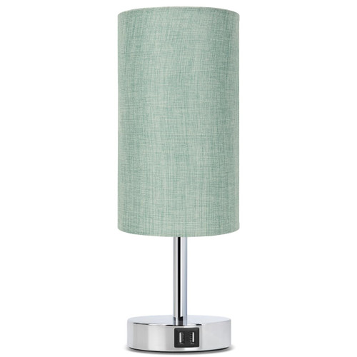 Bedside Lamp with USB Port - Touch Control Table Lamp for Bedroom 3 Way Dimmable Nightstand Lamp with Round Denim Fabric Shade for Living Room, Dorm, Home Office (LED Bulb Included)