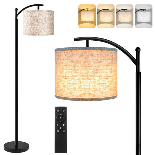 Floor Lamp for Living Room, 4 Color Temperature LED Floor Lamp with Remote Control & Foot Switch, LED Bulb Included, Modern Standing Lamp for Bedroom, Study Room, Office - Black