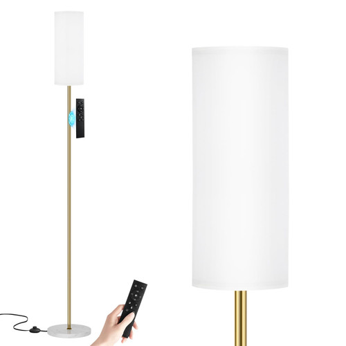 64'' Floor Lamps for Living Room with Remote Control and Stepless Dimmable Colors Temperature & Brightness, Gold Standing Lamp with White Marble Base