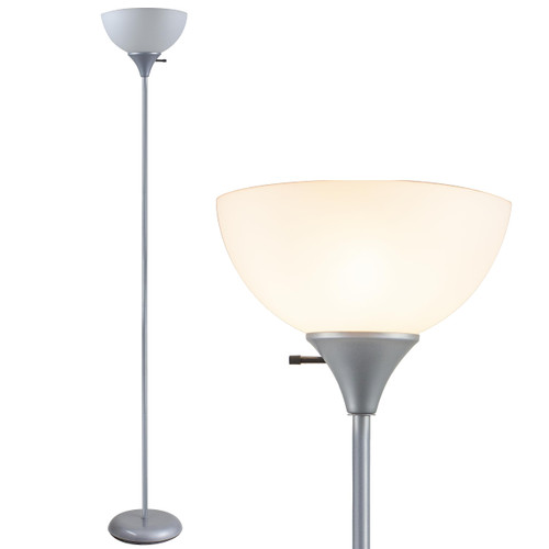 71-inch Plastic and Metal Modern LED Floor Lamp Stand with Rotary Switch for Bedrooms, Living Room | Durable Floor Lamp for Home, Office, Reading (Silver)