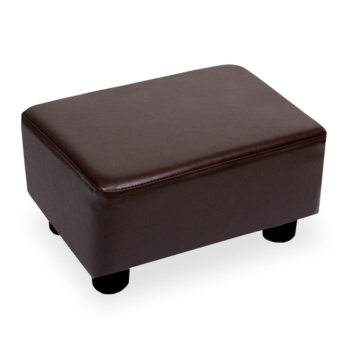 Small Foot Stool Ottoman Footstool with Legs Under Desk Footrest for Living Room Bedroom and Office, Dark Brown