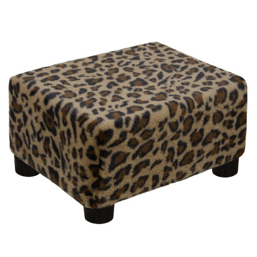 Small Foot Stool Ottoman Footstool with Legs Under Desk Footrest for Living Room Bedroom and Office, Faux Fur Brown