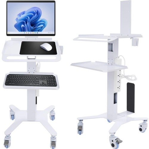 Rolling Medical Cart with Monitor Mount, Height Adjustable Mobile Medical Laptop Cart for Dental Clinics, Hospitals & Beauty Salons (with Holder)