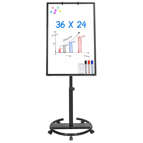 Mobile Whiteboard – 36 x 24 inches Portable Magnetic Dry Erase Board, 3' x 2' Stand Easel White Board Dry Erase Easel Standing Board w/Flipchart Hooks (Black)