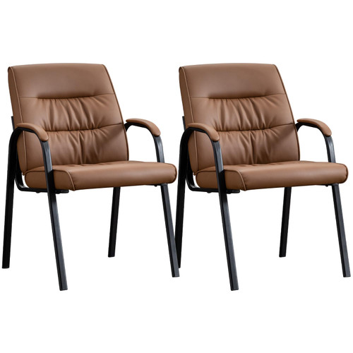 Office Guest Reception Chair Set of 2, Conference Room Chairs Waiting Room Chairs 2 Pack, Modern Leather Office Desk Chair No Wheels.