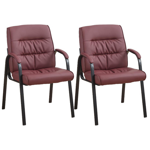 Office Guest Reception Chair Set of 2, Conference Room Chairs Waiting Room Chairs 2 Pack, Modern Leather Office Desk Chair No Wheels.