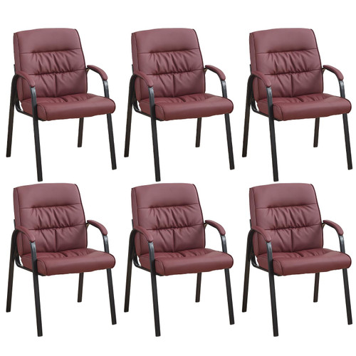 Office Guest Reception Chair Set of 6, Conference Room Chairs Waiting Room Chairs 6 Pack, Modern Leather Office Desk Chair No Wheels.