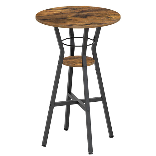 Bar Table, 2-Tier Round High Top Table, Pub Table, Home Bar Counter Height Tables, Bistro Tables, for Kitchen, Living Room, Meeting Room, Pub, Rustic Brown and Black BT03BR