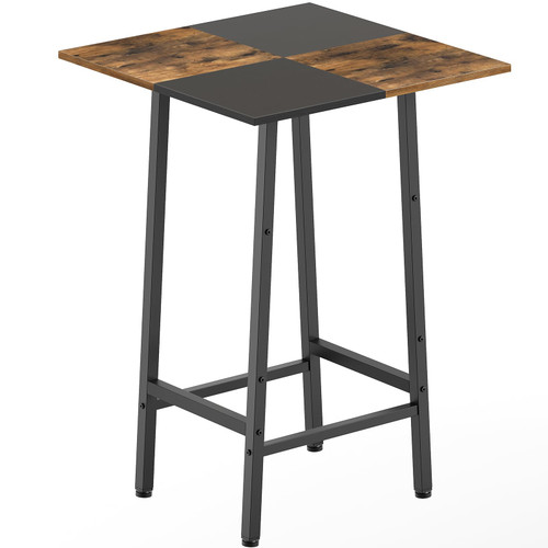 Bar Table, Kitchen Dining Table, Bar Counter Height Table, Pub Color Matching Breakfast Table, for Dining Room, Tavern, Coffee Corner, Party, Rustic Brown and Black BT02BR