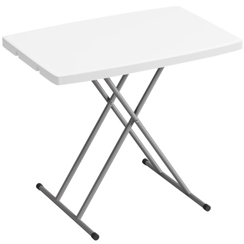 30 Inch Foldable Table, Utility Foldable Tray Table for Small Spaces, Small Desk Adjustable Height for Party Event, Camping, White