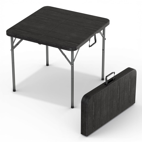 34" Square Foldable Table with Built in Handle & Steel Legs | Heavy Duty Portable | Perfect for Party, Dining, Wedding, Events, Picnic Indoor, Outdoor, Camping, Utility, Temporary