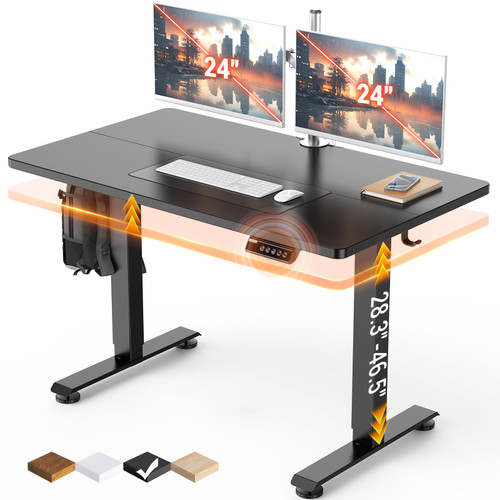 47.2" Standing Desk, Adjustable Height Office Desk with Wood Desktop, Computer Table for Home Work, Study and Gaming, Small Spaces, Modern Furniture, Black