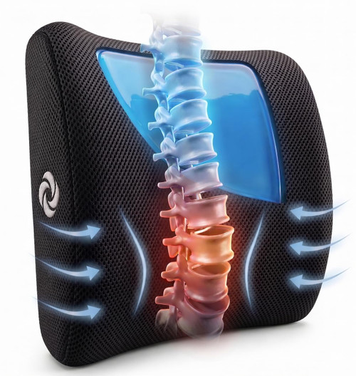 Cooling Memory Foam Lumbar Support Pillow for Office Chair, Gaming Chair & Car Seat Automotive Ergonomic Back Cushion, Home Office Essentials, Sitting Comfort and Posture Relief Back Support