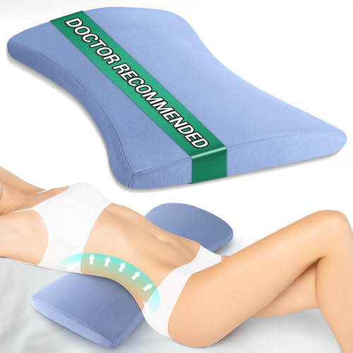 Lumbar Pillow for Sleeping, Lumbar Support Pillow for Bed for Back Pain Relief, Memory Foam Lower Back Pillow for Bed, Back Support Pillow for Side & Back Sleepers, Washable Cover