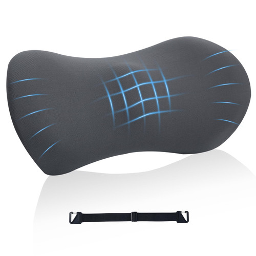 Lumbar Support Pillow for Office Chair and Car Seat, Lumbar Pillow with Adjustable Strap, Memory Foam Back Pillow for Lower Back Pain Relief, Back Support Pillow for Sitting, Driving, Traveling