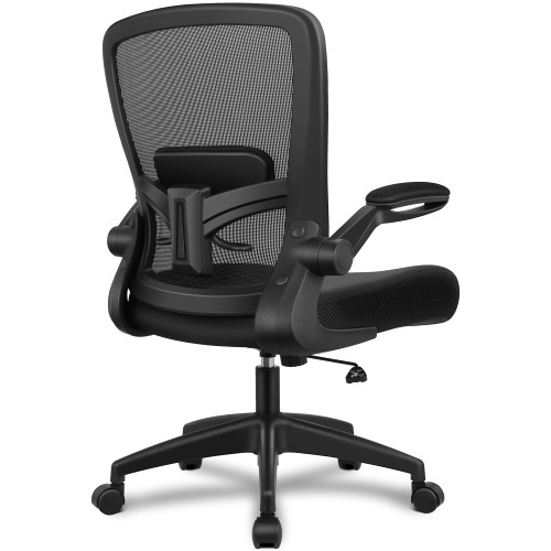 Office Chair, Ergonomic Desk Chair Breathable Mesh Chairs Adjustable High Back Lumbar Support Flip-up Armrests, Executive Rolling Swivel Comfy Computer Chairs Home Office Rose Quartz