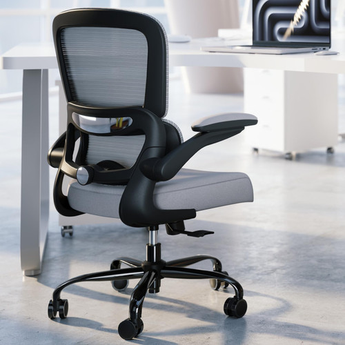 Office Chair - Ergonomic Desk Chair with Adjustable Lumbar Support, Mesh Computer Chair, Executive Chair for Home Office Comfortable Lumbar Support (Fog Gray)