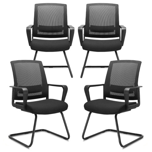 Office Guest Chair with Lumbar Support and Mid Back Mesh Space Air Grid Series for Reception Conference Room 4 Pack