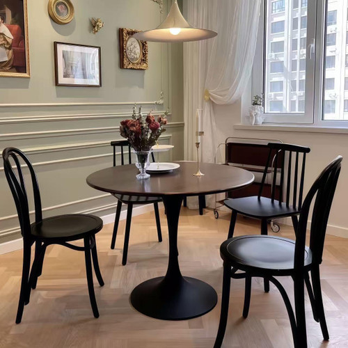 Round Tulip Table, 31.5'' Modern Dining Table with MDF Top and Steel Base Tulip Round Kitchen Table,Mid Century Coffee Table for Living Room